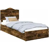 vidaXL Opbergbed met lade Rook Eiken 100 x 200 cm Bewerkt hout