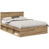 vidaXL Bedframe Ambachtelijk Eiken 140 x 190 cm Massief grenenhout