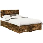 vidaXL Bedframe met lade Rook Eiken 120 x 200 cm Bewerkt hout