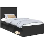 vidaXL Bedframe met hoofdeinde Zwart 75 x 190 cm Massief grenenhout