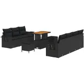 vidaXL Tuinbank Set 10 st 7-Aantal zitplaatsen Zwart poly rattan