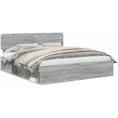 vidaXL Bedframe Grijs Sonoma 200 x 200 cm Massief grenenhout