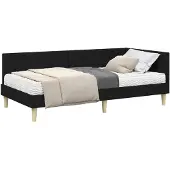 vidaXL Hoekbedframe met Matras Anders met hoofdeinde 2 st Groen Stof