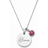 Yehwang Geboortesteen Naam Ketting Zilver