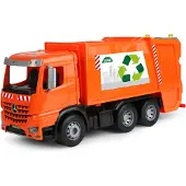 Lena WORXX Mercedes Arocs vuilniswagen - 6 mm stalen assen, kipperfunctie, grote en kleine vuilnisbak