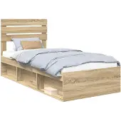 vidaXL Bedframe Sonoma Eik 75 x 190 cm Massief grenenhout