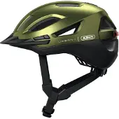 ABUS Stadthelm Urban-I 4.0 ACE - Fietshelm met oplaadbaar achterlicht, 4 lichtmodi, vizier, opening voor een vlecht en magnetische sluiting - geschikt voor jongeren, vrouwen en mannen - maat L, groen