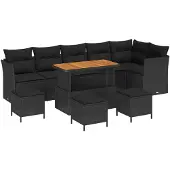 vidaXL Tuinbank Set 10 st 6-Aantal zitplaatsen Zwart