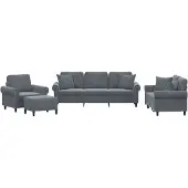 vidaXL 4-delige Loungeset met kussens fluweel donkergrijs