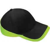 Beechfield Teamwear Wedstrijd Baseball Cap (Zwart/Lijkgroen)