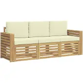 vidaXL Sofa-Sets 3 st Wit en crèmekleurig Polyester
