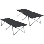 vidaXL Opvouwbaar Campingbed 2 pcs Zwart 194 x 62,5 x 42,5 cm