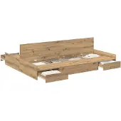 vidaXL Opbergbedframe met lade Artisan Eiken 140 x 190 cm Bewerkt hout