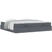 vidaXL Bedframe met matras 2 st Dim Grijs Fluweel