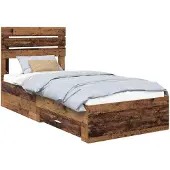 vidaXL Bedframe met lade met opslag Oudhout 90 x 190 cm Bewerkt hout