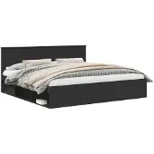 vidaXL Bedframe met hoofdeinde Zwart 200 x 200 cm Massief grenenhout