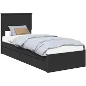 vidaXL Opbergbed met lade met opslag Zwart 75 x 190 cm Bewerkt hout