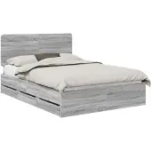 vidaXL Bedframe met lade Grijs Sonoma 150 x 200 cm Ingenieurshout