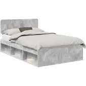 vidaXL Bedframe met hoofdeinde Beton 120 x 190 cm Massief grenenhout