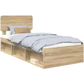 vidaXL Bedframe met hoofdeinde Sonoma 100 x 200 cm Massief grenenhout
