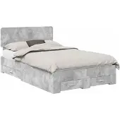 vidaXL Bedframe met lade Beton Grijs 135 x 190 cm Bewerkt hout