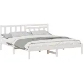 vidaXL Bedframe met hoofdeinde Wit 180 x 200 cm Massief grenenhout