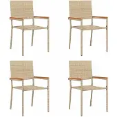 vidaXL Tuin stapelstoelen 4 pcs Crème en bruin 54 x 56 x 90 cm