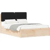vidaXL Bedframe met gestoffeerd hoofdeinde, zwart, 150 x 200 cm