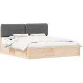 vidaXL Bedframe met Gevoerde Hoofdbord Donkergrijs 180 x 200 cm