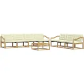 vidaXL Buiten bank set 8 st Wit en crèmekleurig