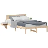 vidaXL Bedframe met hoofdeinde Bruin 120 x 200 cm Massief grenenhout