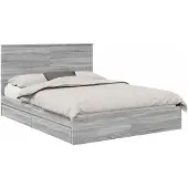 vidaXL Opbergbed Sonoma-grijs, 150 x 200 cm, houtvezel