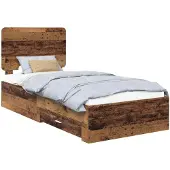vidaXL Bedframe met lade met opslag Oudhout 90 x 190 cm Bewerkt hout