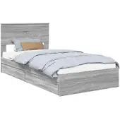 vidaXL Opbergbed met lade Grijs Sonoma 100 x 200 cm Bewerkt hout