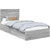 vidaXL Opbergbed met lade Grijs Sonoma 90 x 200 cm Bewerkt hout