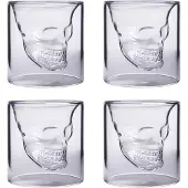 Aretica Shot glaasjes Skull - Echt glas - Set van 4