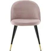 QUVIO Stijlvolle Eetkamerstoelen - Messing en Oudroze Fluweel - 2 stuks