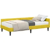vidaXL Hoekbedframe met Matras 2 st Geel 90 x 190 cm Fluweel