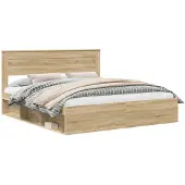 vidaXL Bedframe met hoofdeinde Sonoma 200 x 200 cm Massief grenenhout