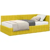 vidaXL Hoekbedframe met Matras met hoofdeinde 2 st Geel Fluweel