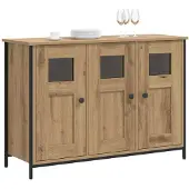 vidaXL Dressoir Artisanaal eiken 100 x 35 x 70 cm Bewerkt hout