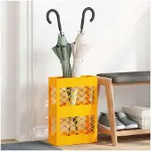 vidaXL Regen Paraplu Stand Mosterdgeel 28 x 12 x 41 cm Staal