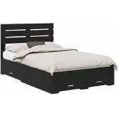 vidaXL Bedframe, zwart, eikenlook, 135 x 190 cm, houtvezel