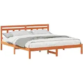 vidaXL Bedframe met hoofdeinde Bruin Grenenhout