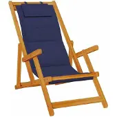 vidaXL Klapstoel met armleuningen, blauw acaciahout en Textilene-stof