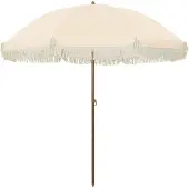 vidaXL Strandparasol Geel en Wit 205 x 205 x 210 cm Polyester en Staal