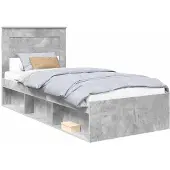 vidaXL Bedframe met hoofdeinde Beton 90 x 200 cm Massief grenenhout