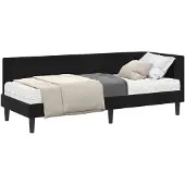 vidaXL Hoekbed met matras en hoofdeinde, 2 stuks, zwart, fluweel