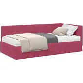 vidaXL Hoekbedframe met Matras 2 st Wijnrood 90 x 190 cm Fluweel