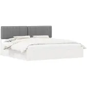 vidaXL Bedframe met Gevoerde Hoofdbord Lichtgrijs 200 x 200 cm